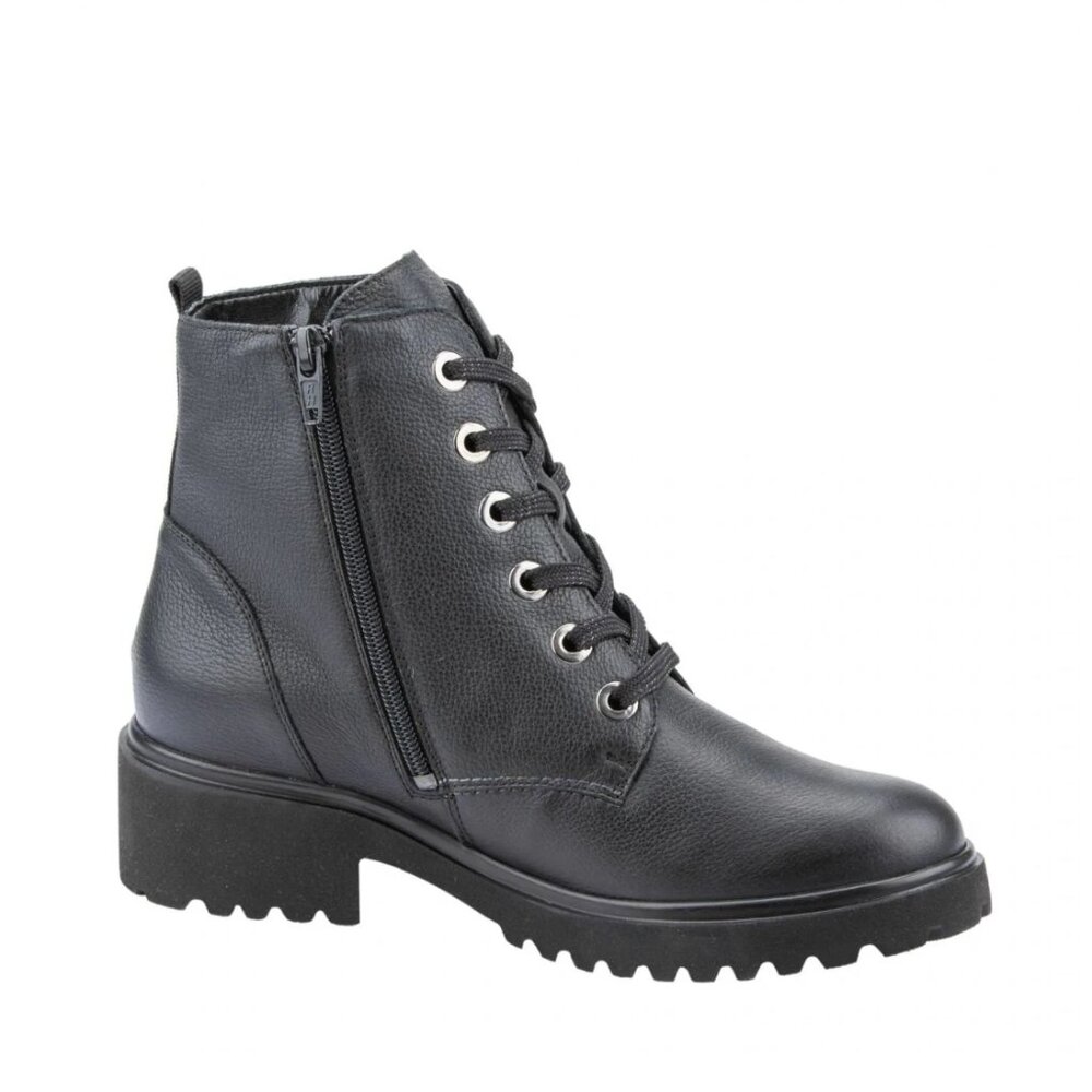 Brand New Waldlaufer Luise warmlined lace-zip leather biker boot in black